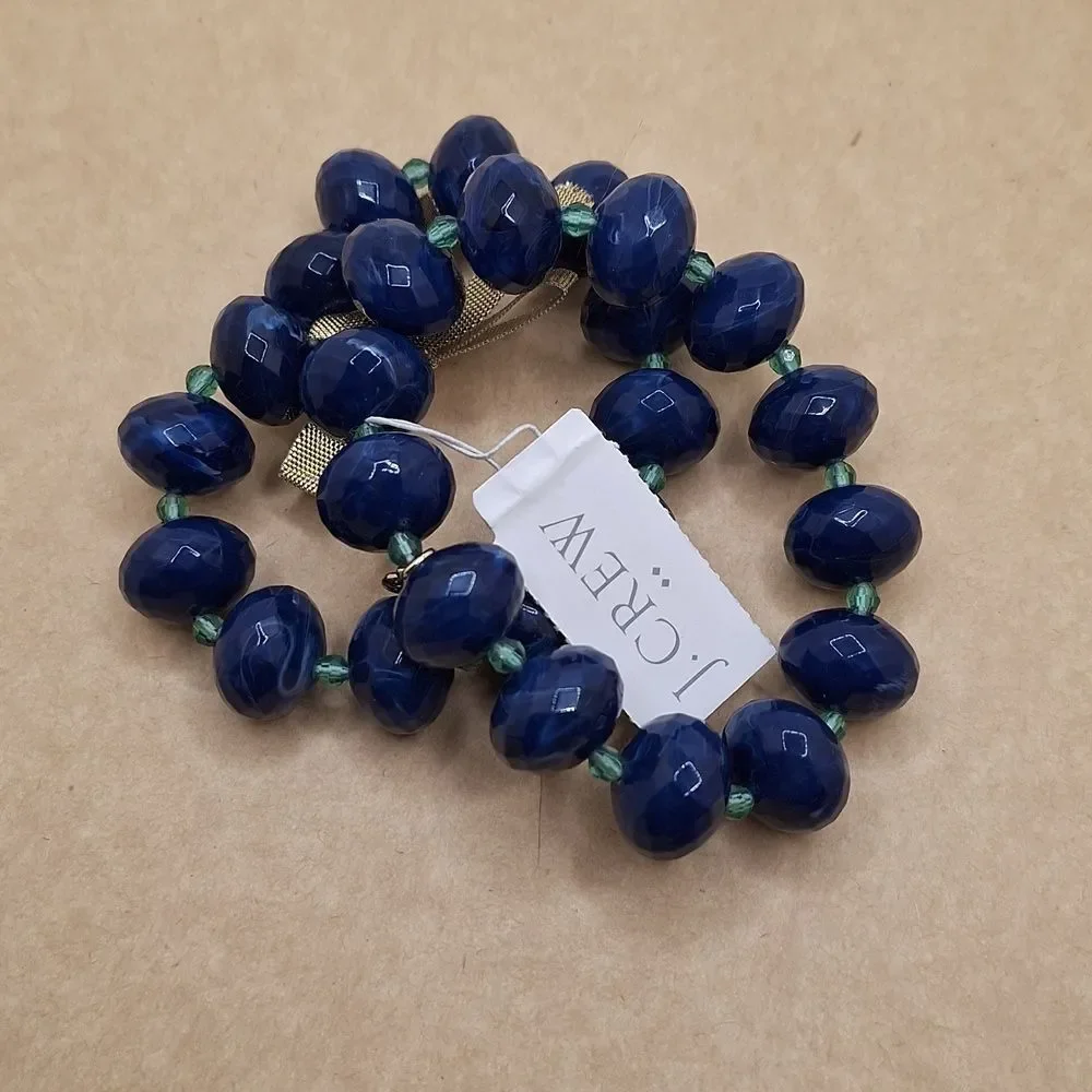 J.Crew Chunky beaded bracelets blue green gold  jewelry